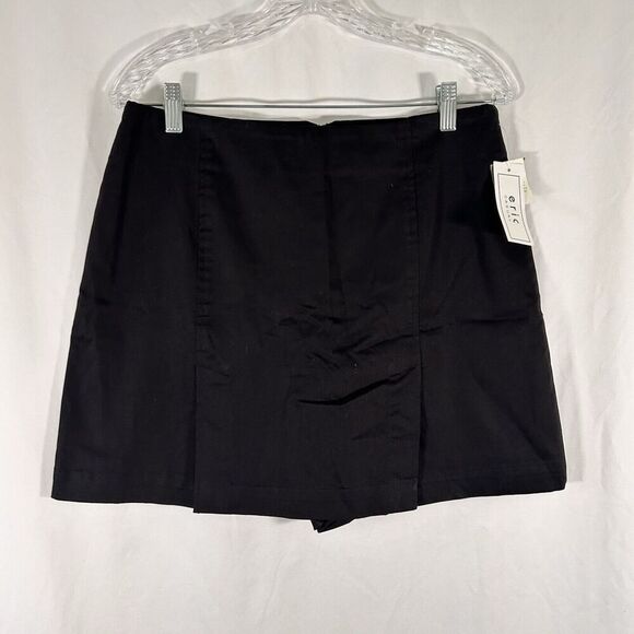New Eric Casual Mini Skirt Women's 12 Solid Black Zip Back Short Cotton Blend - Picture 1 of 9